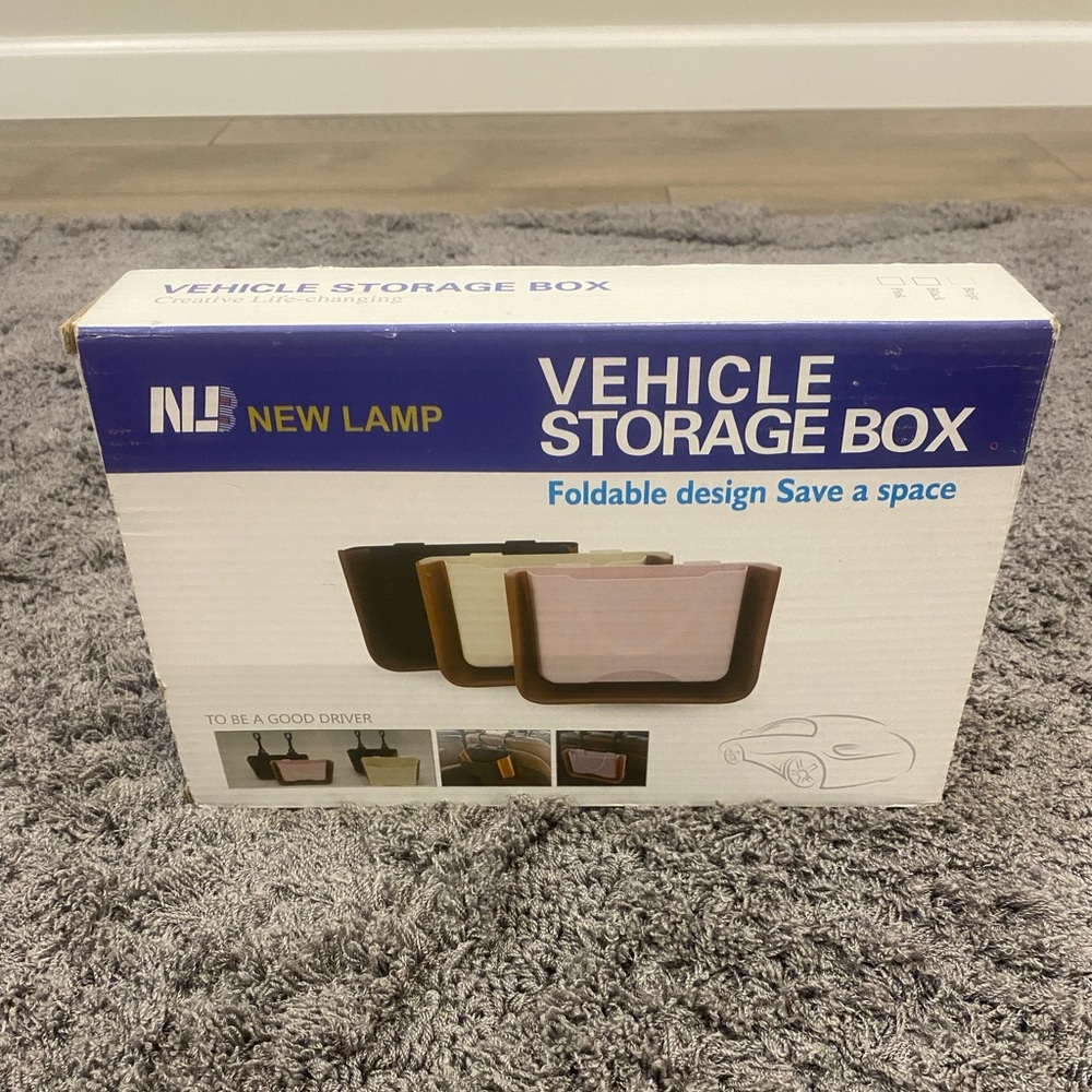 Foldable Vehicle Storage Box - Black/Brown